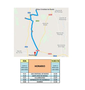 Autocares Estébanez Aja ruta San Cristobal de Boedo - Osorno